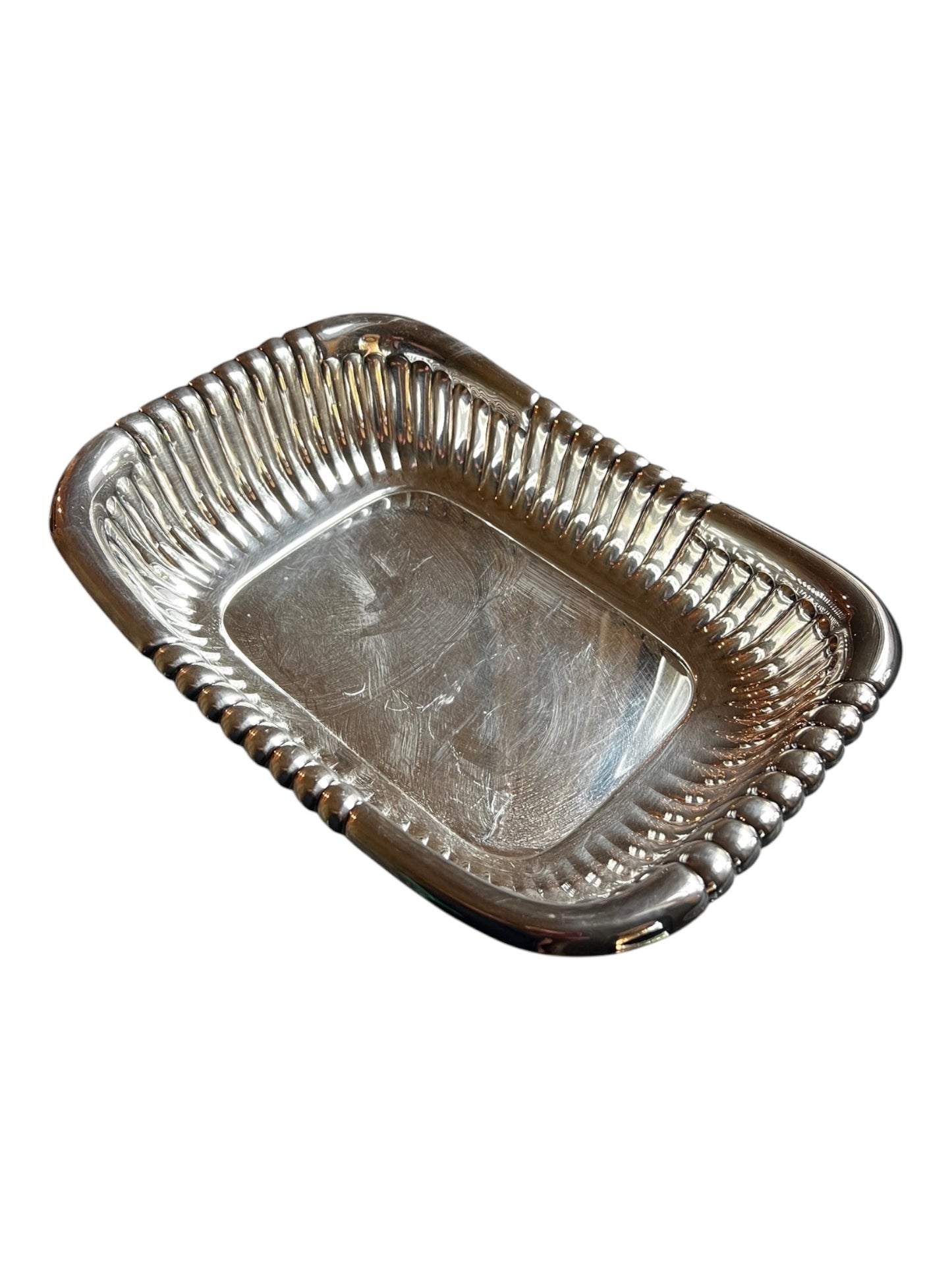 Vintage Silverplate Reeded Serving Bowl / Bread Basket
