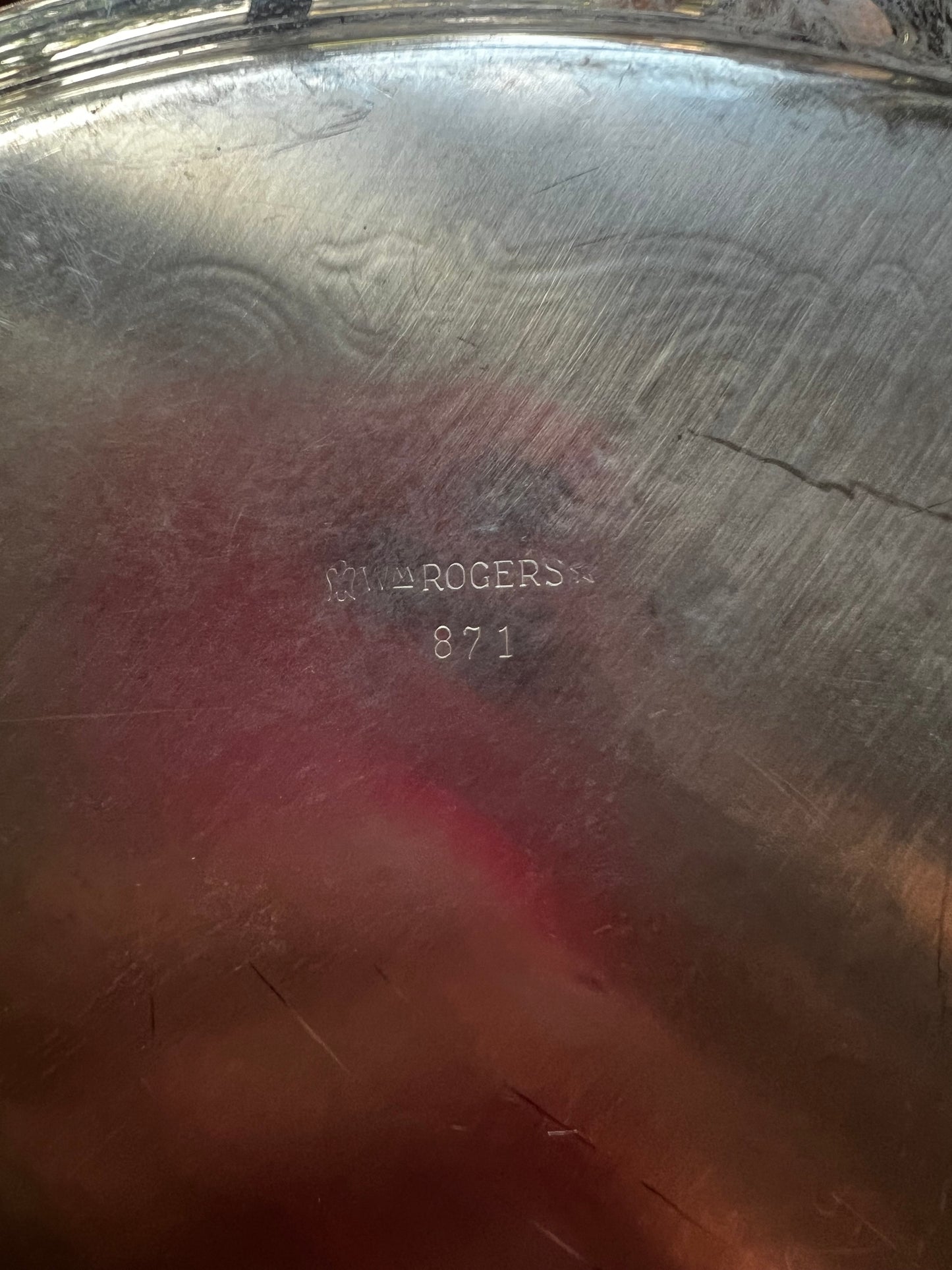 Vintage Rogers Silverplate Round Tray, 12"