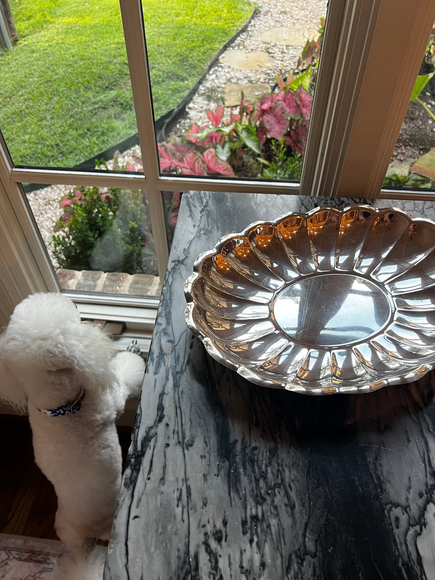 Vintage Reed & Barton Holiday Silverplate Oval Scalloped Serving Platter, 15 Inch