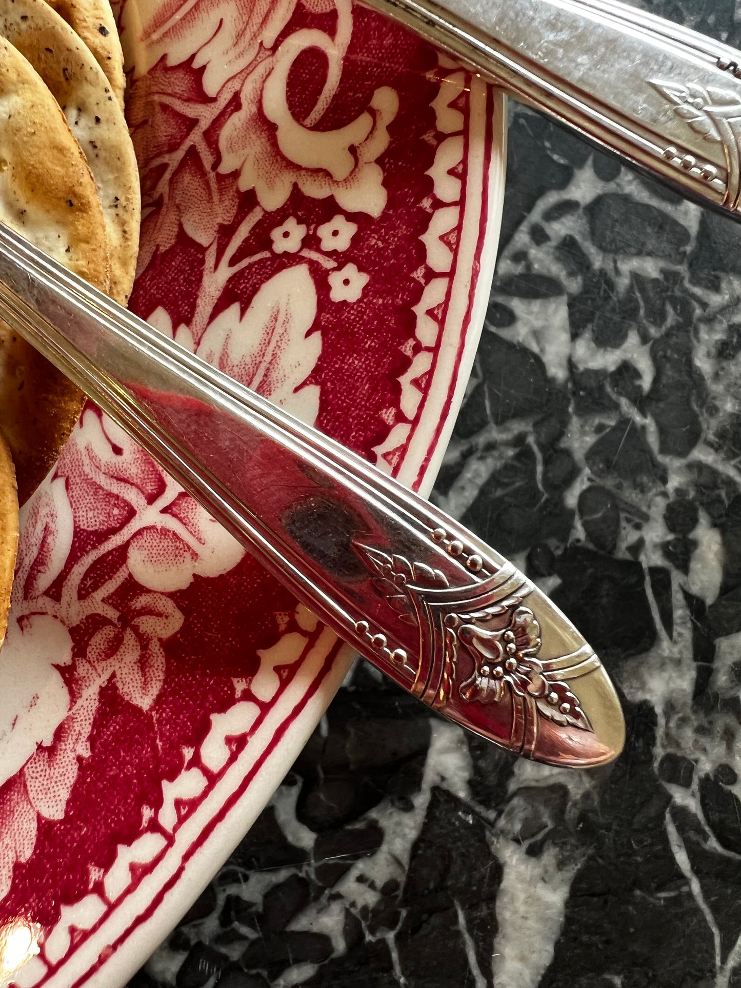 Vintage Silverplate Floral Butter/Dip Spreaders, Set of Four