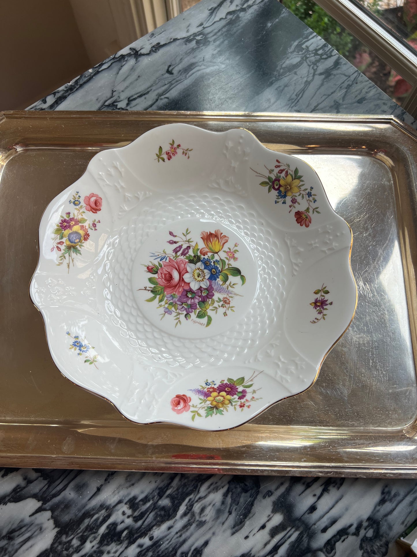 Vintage Aynsley Howard Sprays Fine Bone China Floral Serving Bowl | Made in England