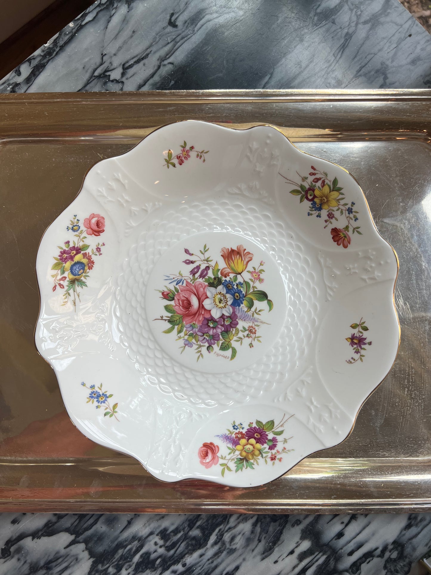 Vintage Aynsley Howard Sprays Fine Bone China Floral Serving Bowl | Made in England