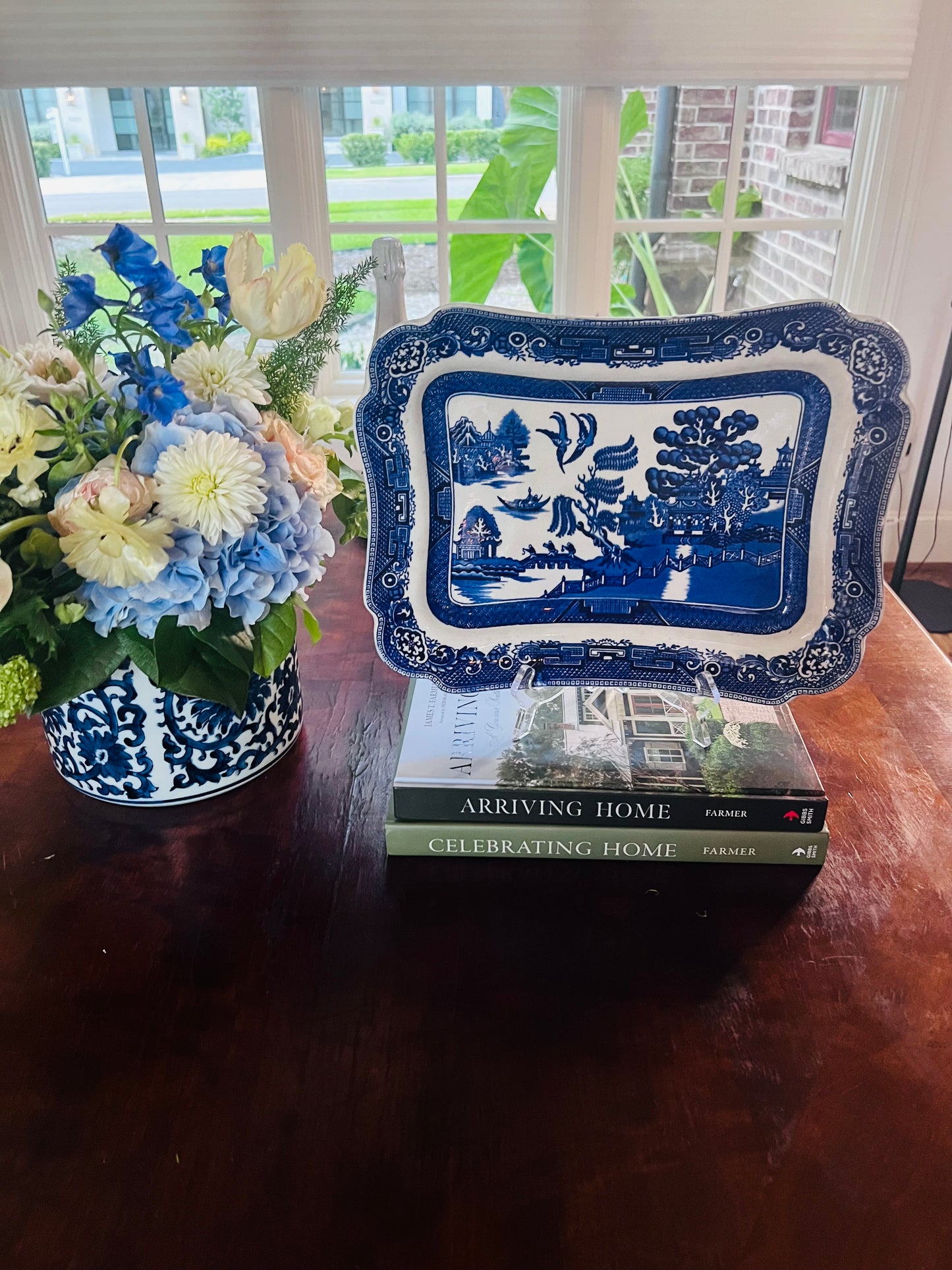 J.G. Meakin Of Hanley, England Blue Willow Rectangular Platter