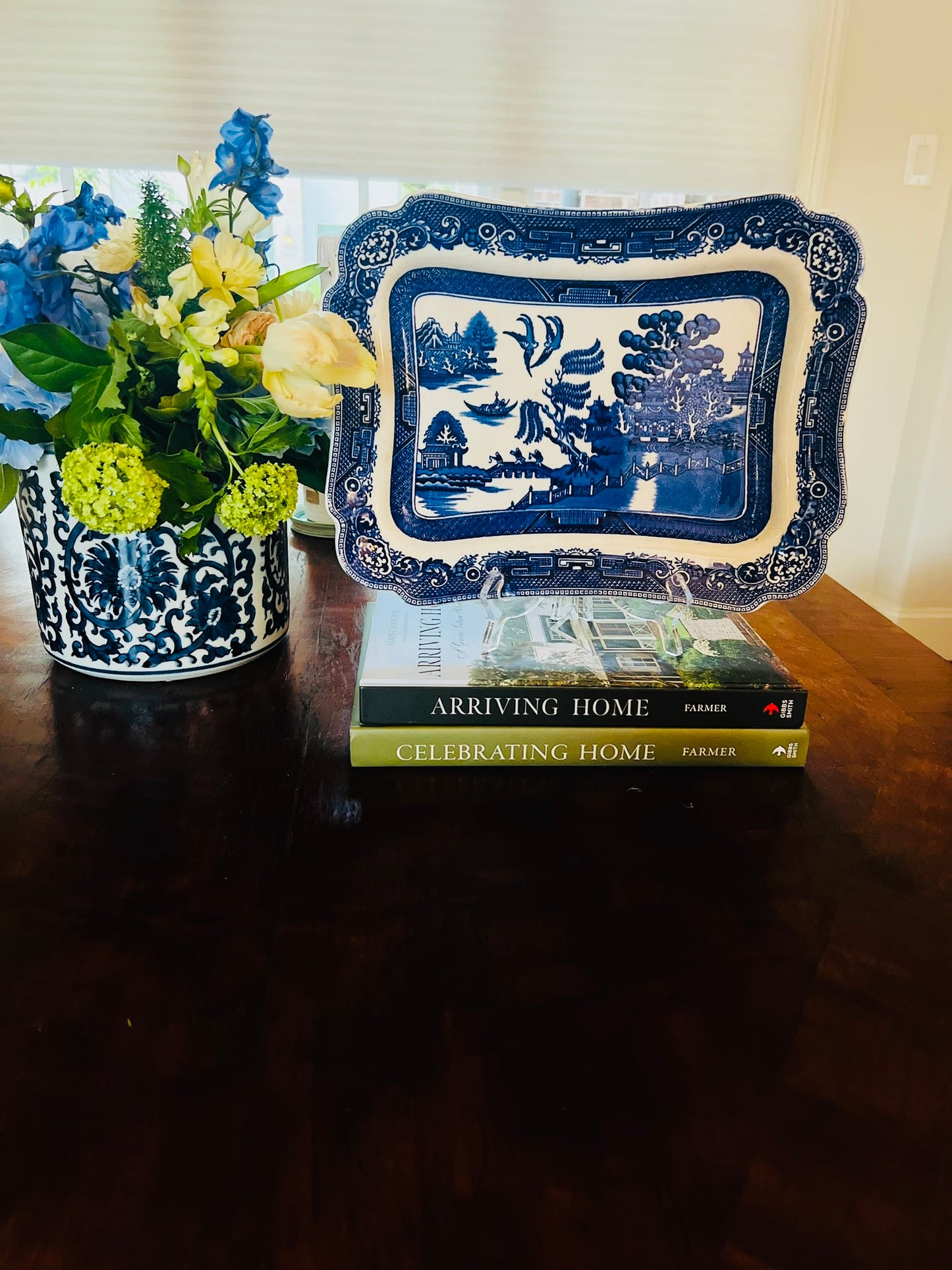 J.G. Meakin Of Hanley, England Blue Willow Rectangular Platter