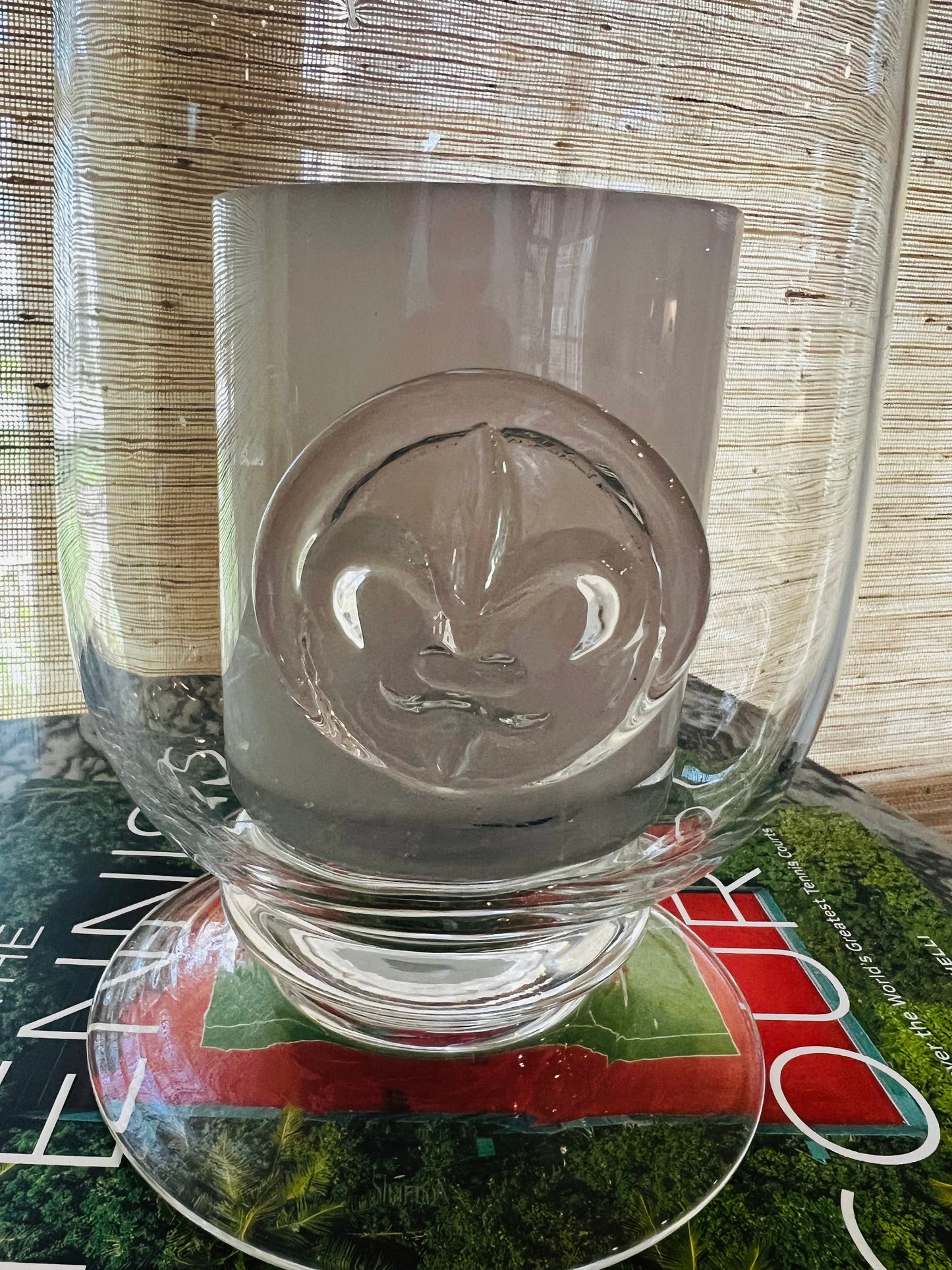 Shannon French-Inspired Clear Glass Fleur-de-Lis Hurricane