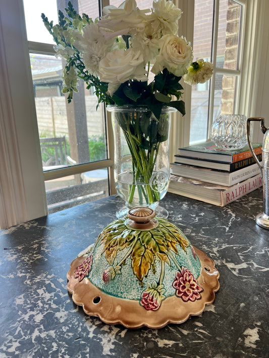 Antique Majolica Hanging Basket Planter | Floral Jardinière