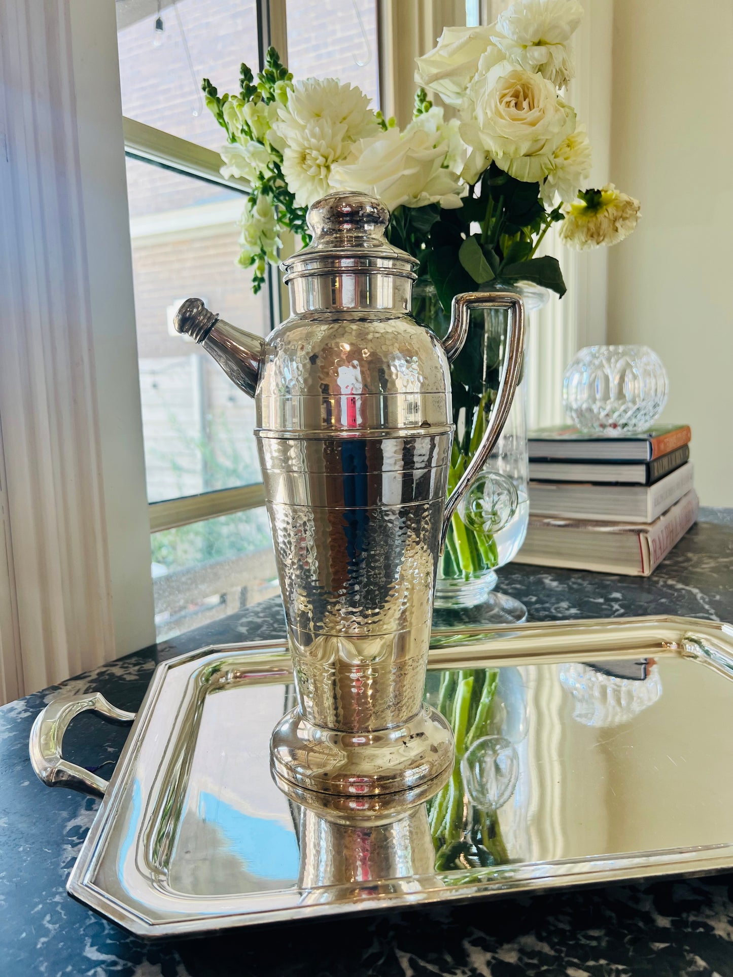 Vintage Hammered Silverplate Cocktail Shaker