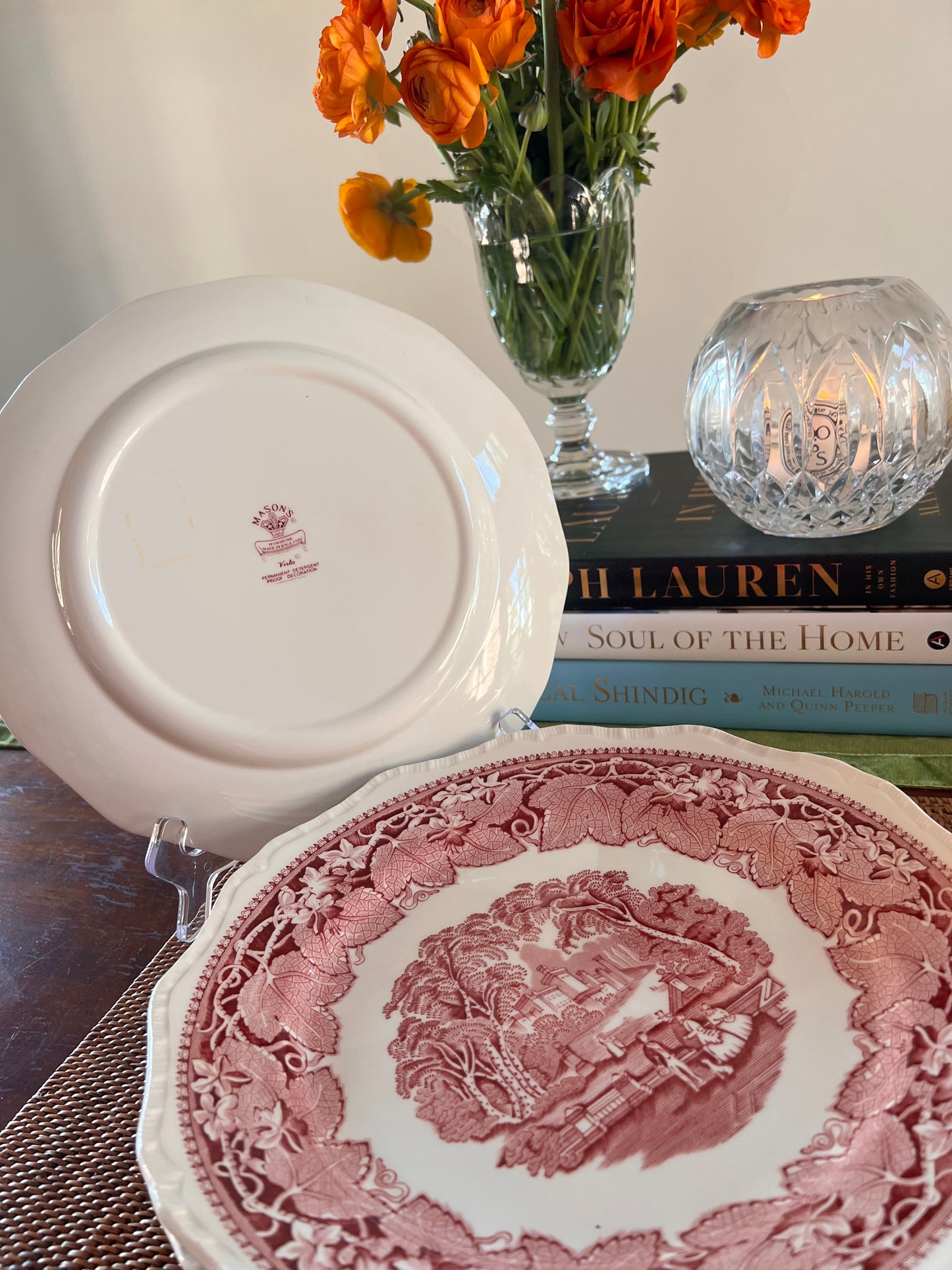 Mason's Red Vista Plates (Set of 5)