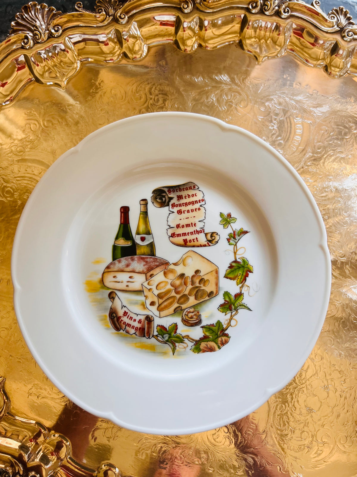 Rochard Limoges French Wine &amp; Cheese Plates | Set of Six
