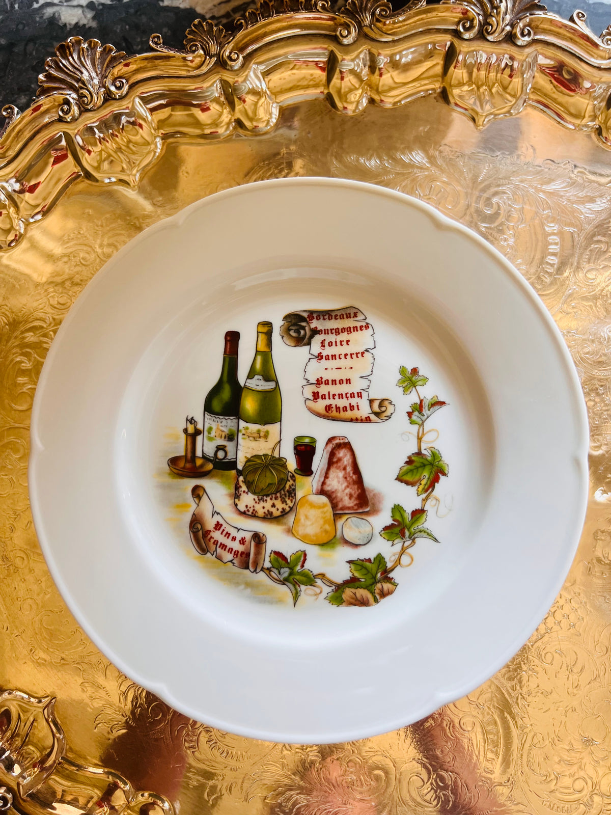 Rochard Limoges French Wine &amp; Cheese Plates | Set of Six