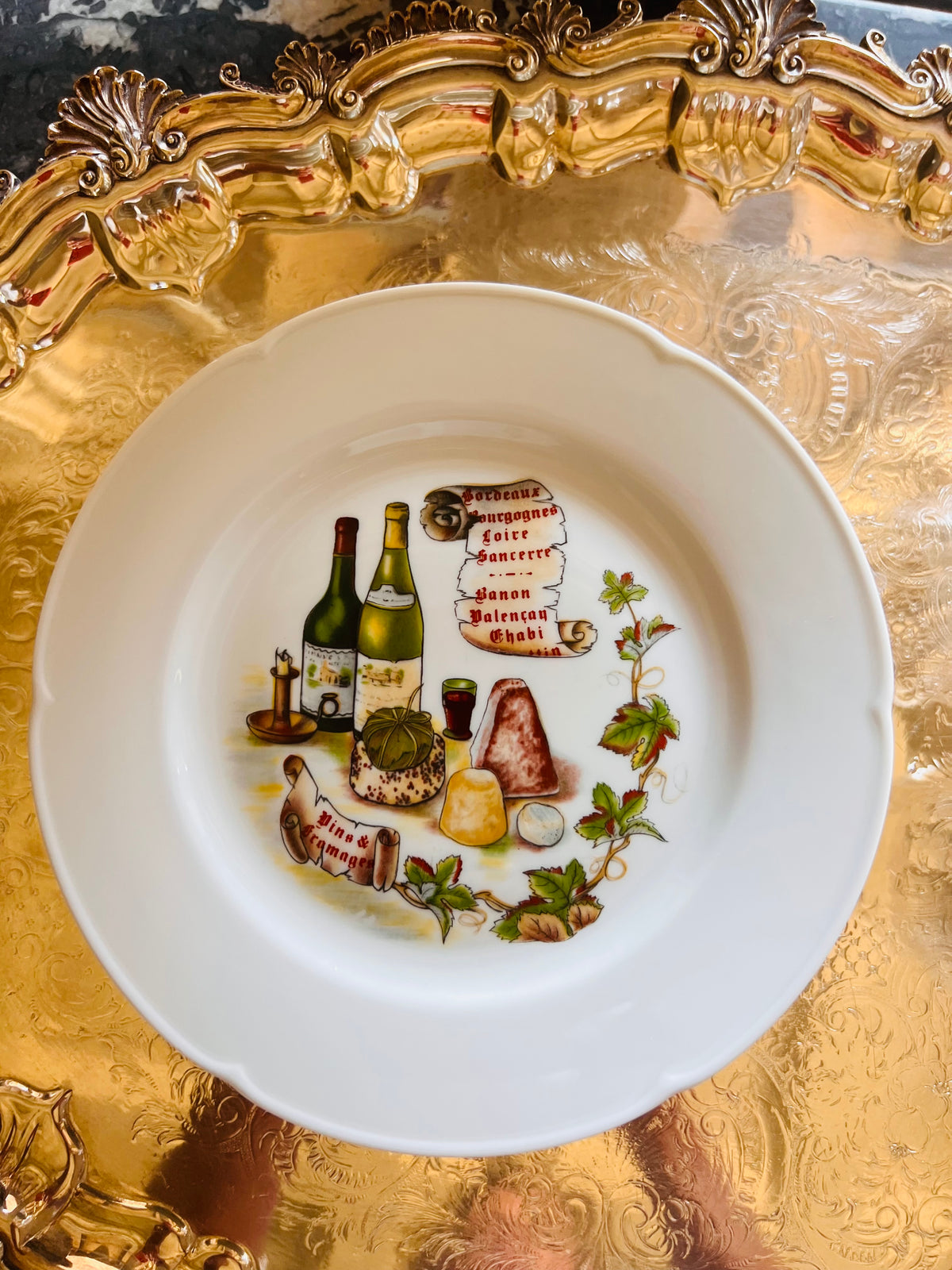 Rochard Limoges French Wine &amp; Cheese Plates | Set of Six