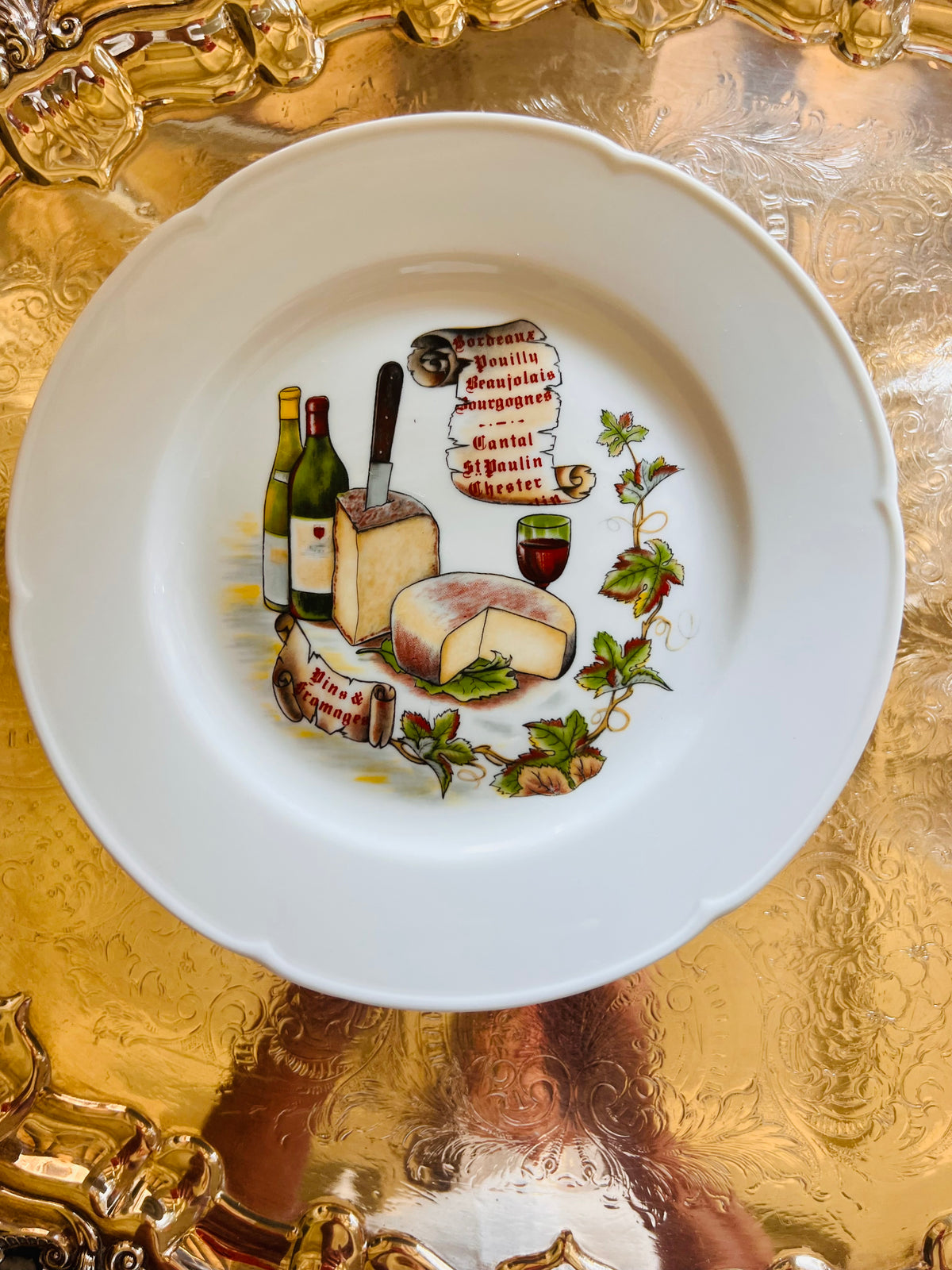 Rochard Limoges French Wine &amp; Cheese Plates | Set of Six