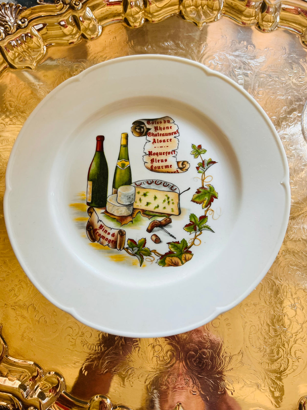 Rochard Limoges French Wine &amp; Cheese Plates | Set of Six