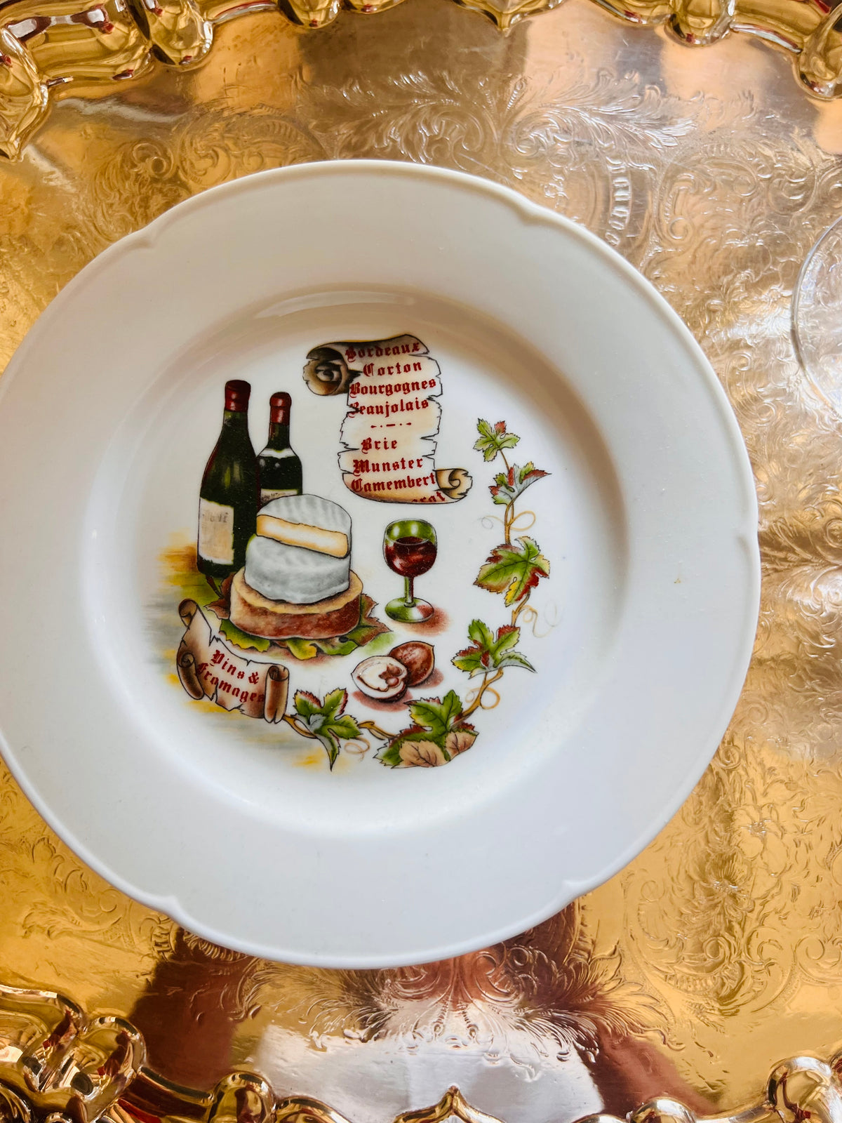 Rochard Limoges French Wine &amp; Cheese Plates | Set of Six