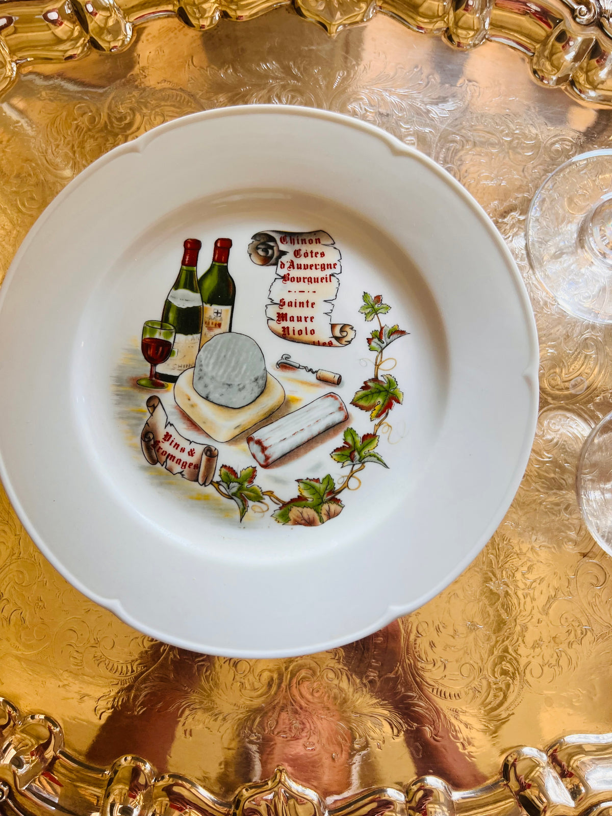 Rochard Limoges French Wine &amp; Cheese Plates | Set of Six