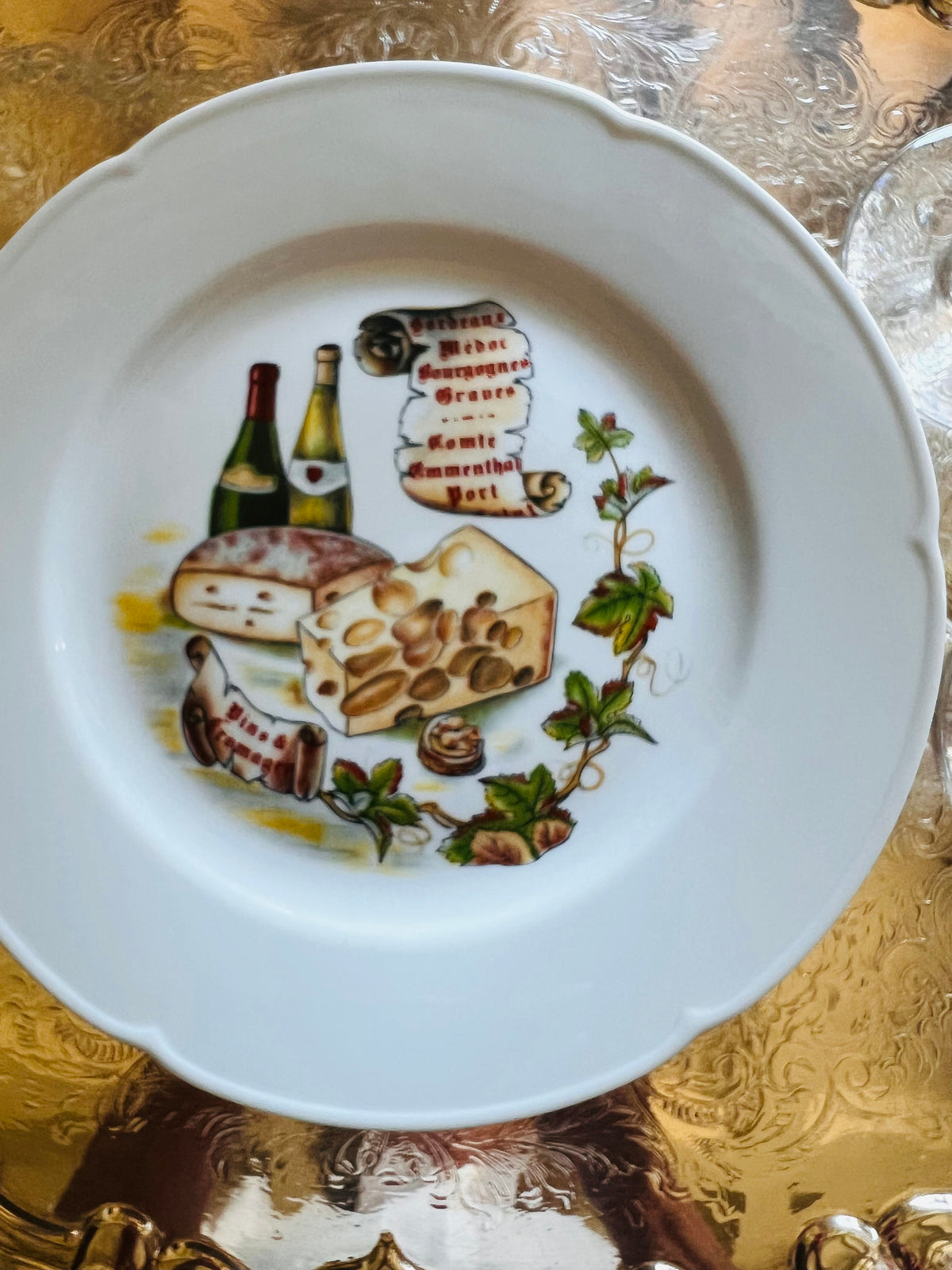 Rochard Limoges French Wine &amp; Cheese Plates | Set of Six