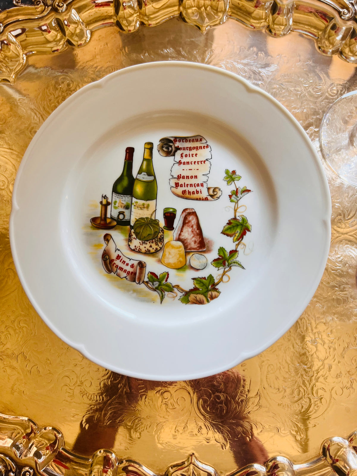 Rochard Limoges French Wine &amp; Cheese Plates | Set of Six