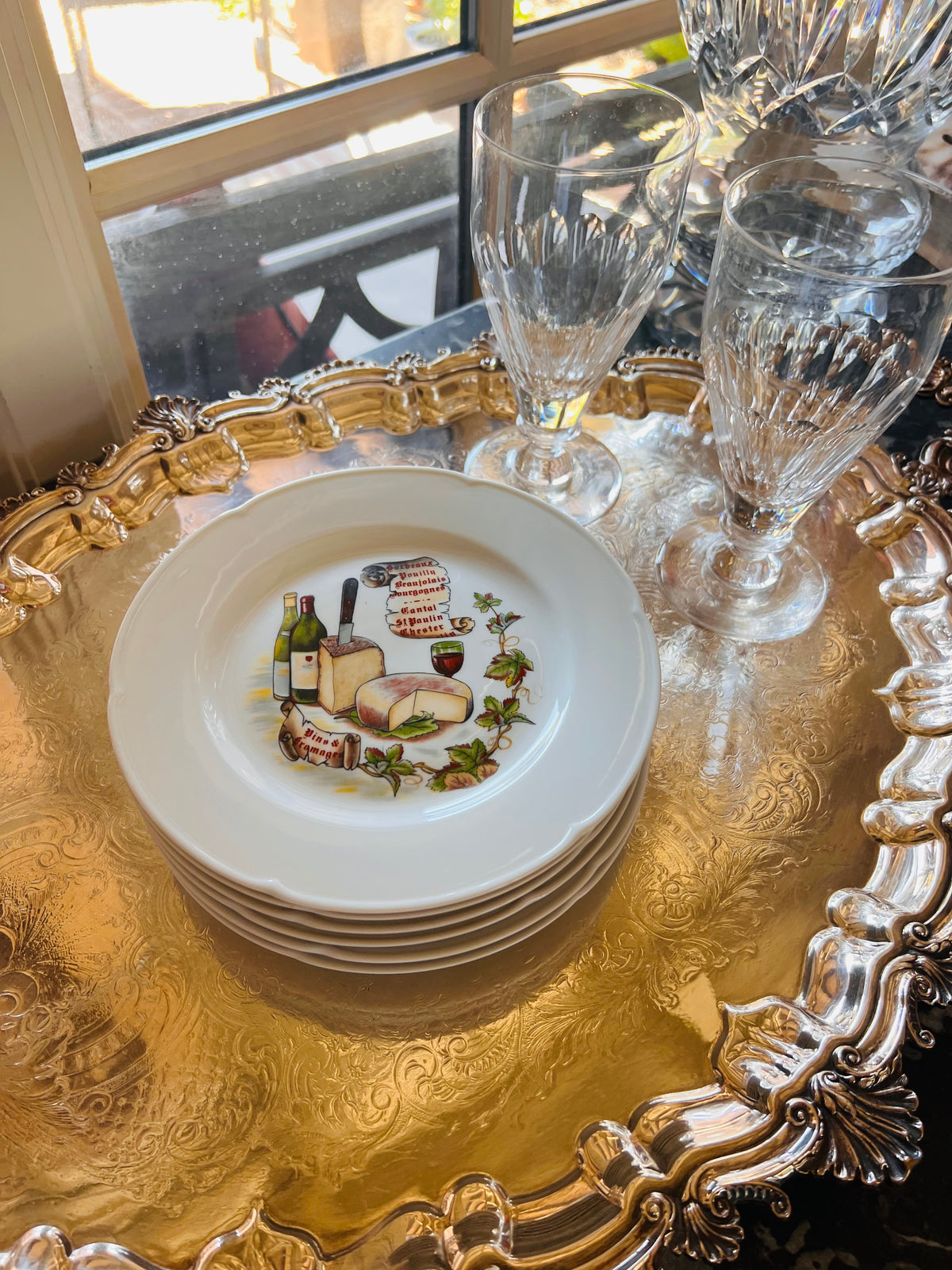 Rochard Limoges French Wine &amp; Cheese Plates | Set of Six