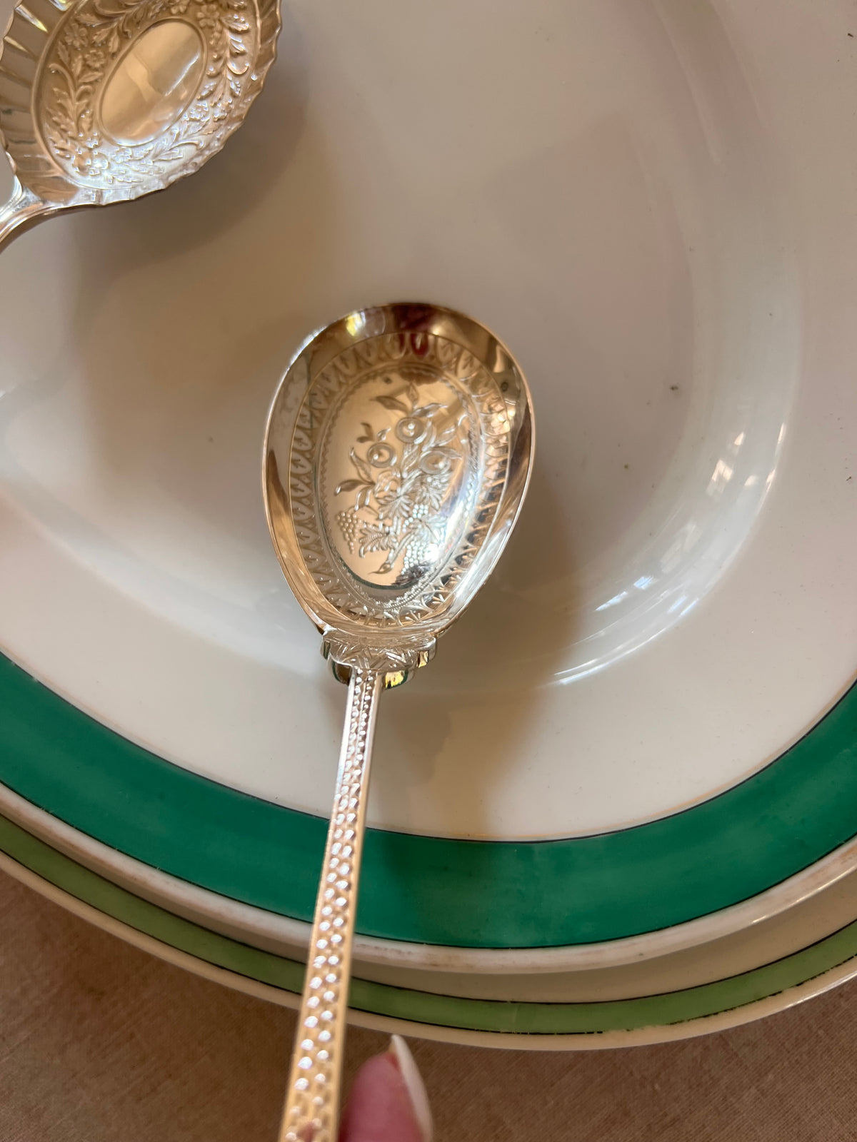 Vintage English Silverplate Serving Spoons | Mixed Pair