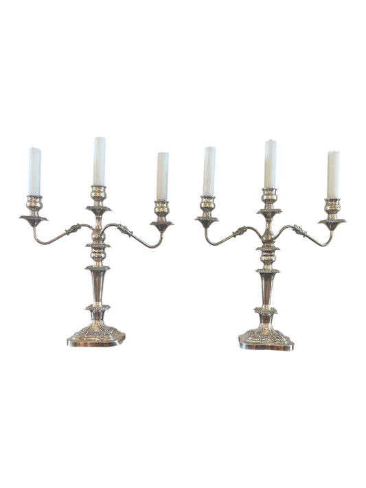 Ornate Silverplate Convertible Candelabras (Set of 2)