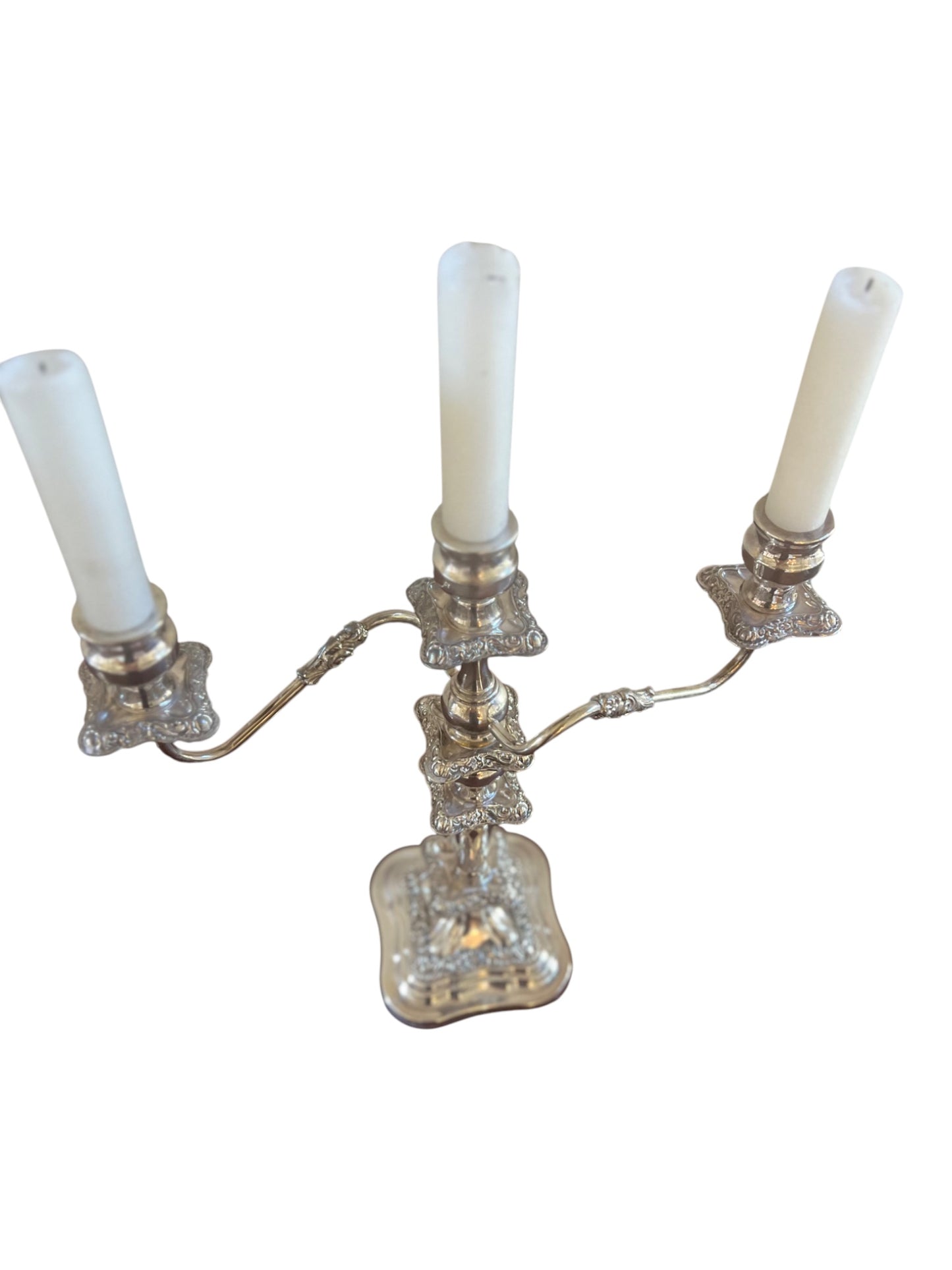 Ornate Silverplate Convertible Candelabras (Set of 2)