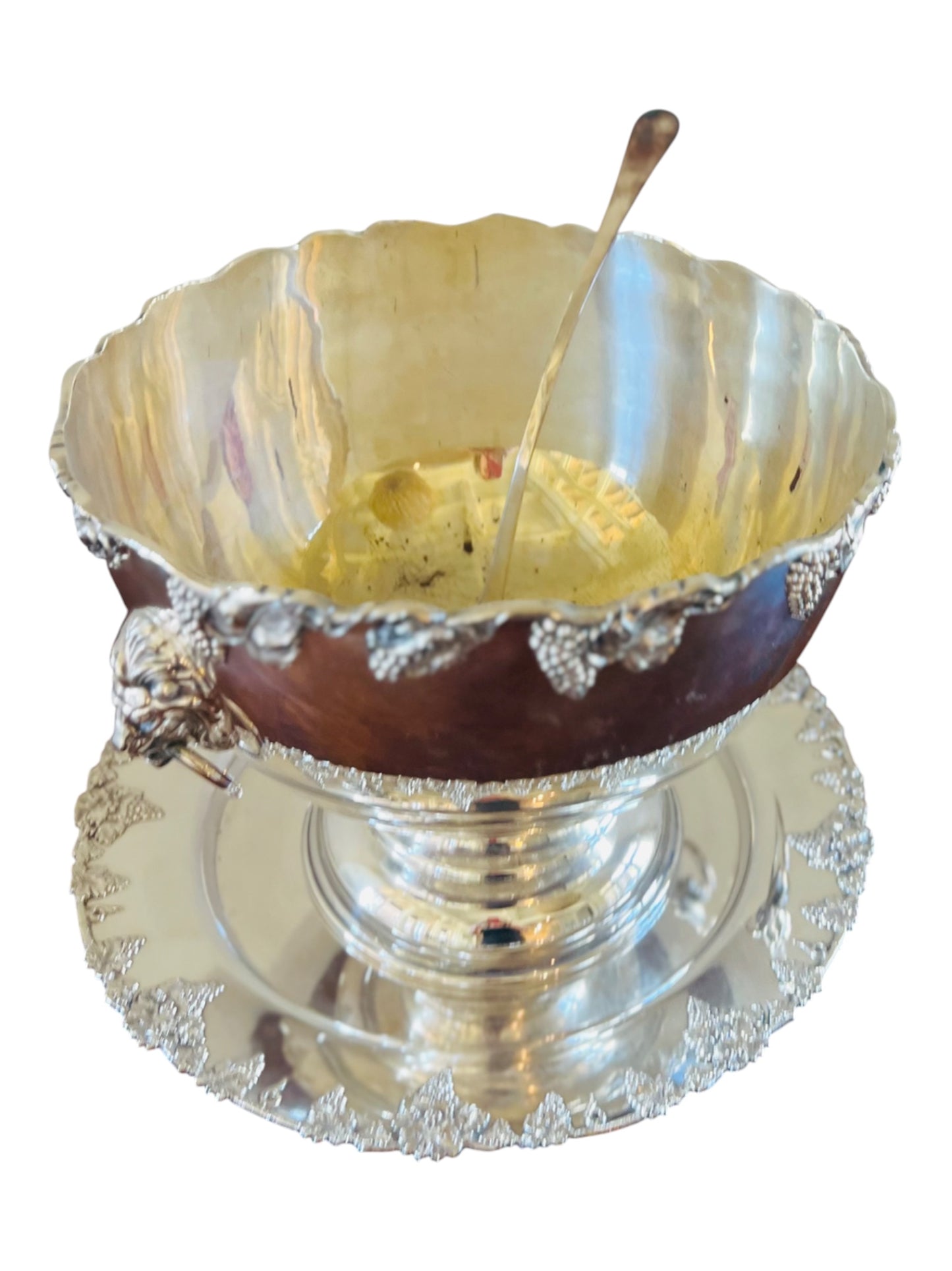 Lionshead Three Piece Silverplate Punch Bowl Set (Punchbowl, underplate and ladel)