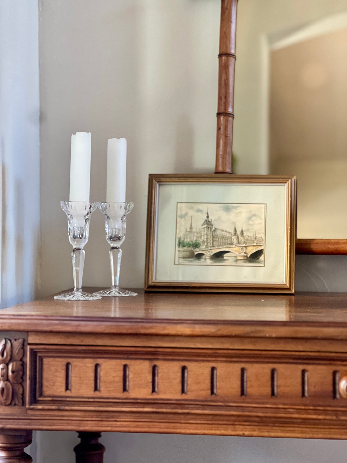 Pair of Waterford 6" Crystal Candlesticks