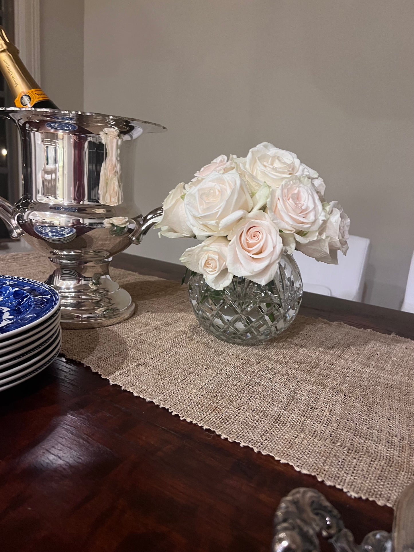 Vintage Crystal Rose Bowl