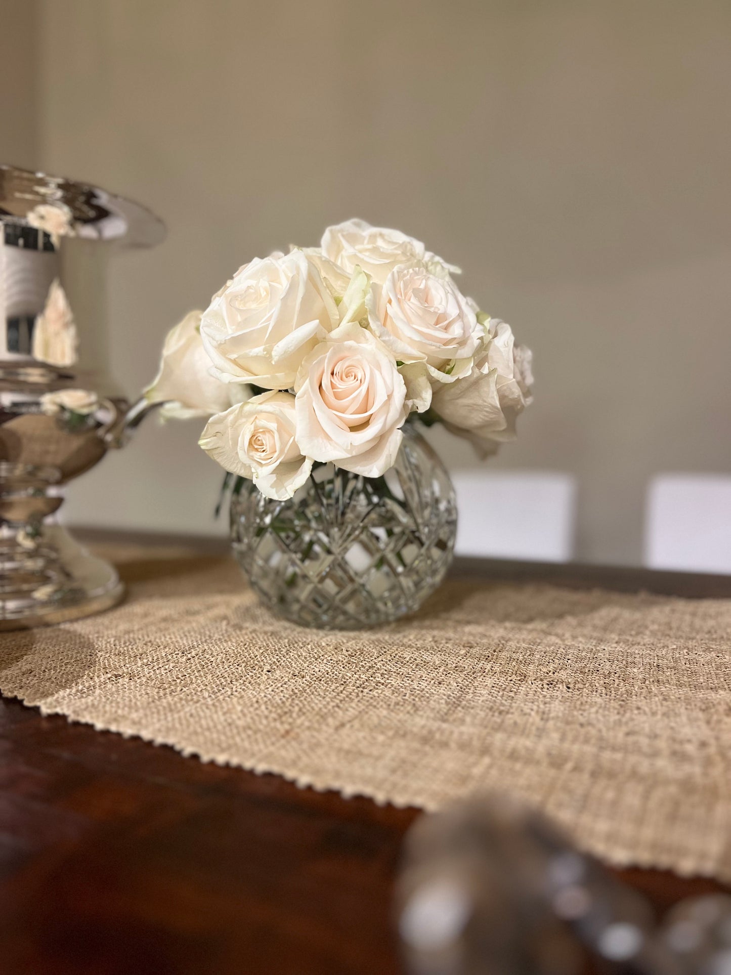 Vintage Crystal Rose Bowl