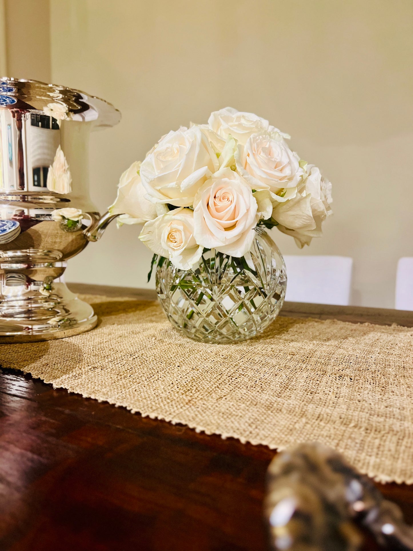 Vintage Crystal Rose Bowl