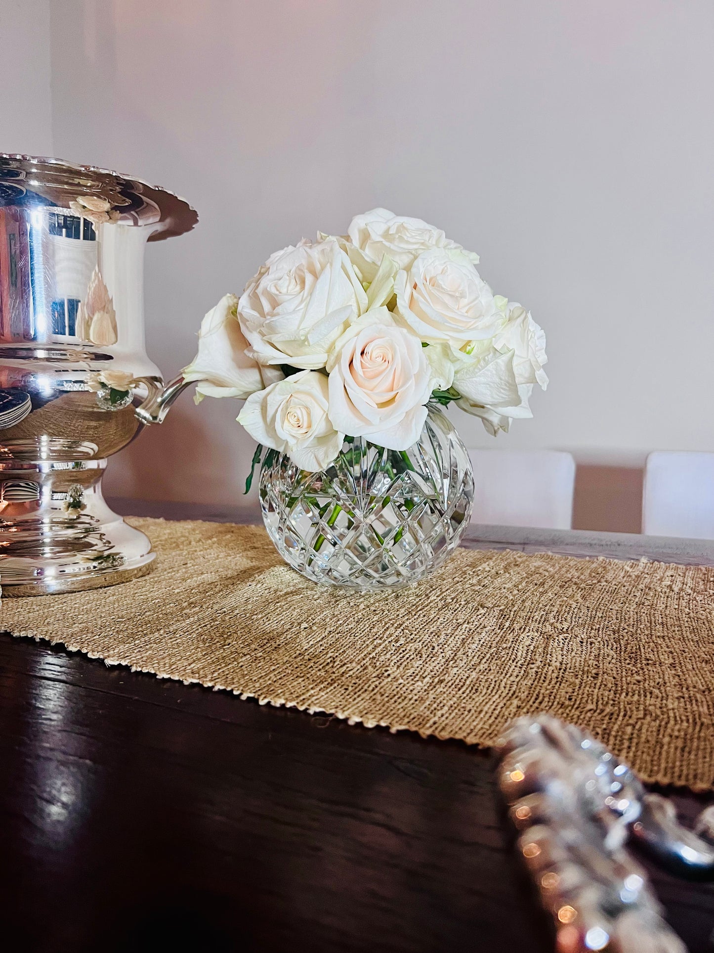 Vintage Crystal Rose Bowl