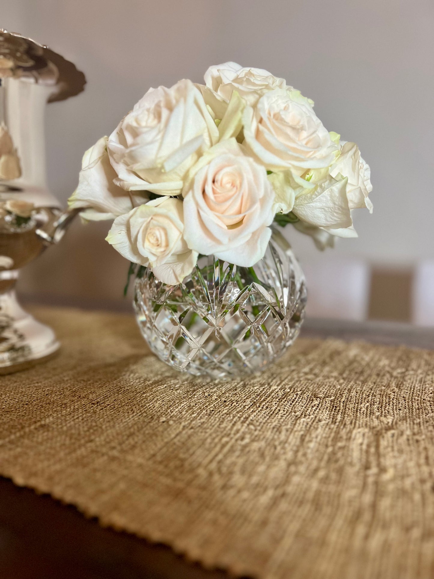 Vintage Crystal Rose Bowl