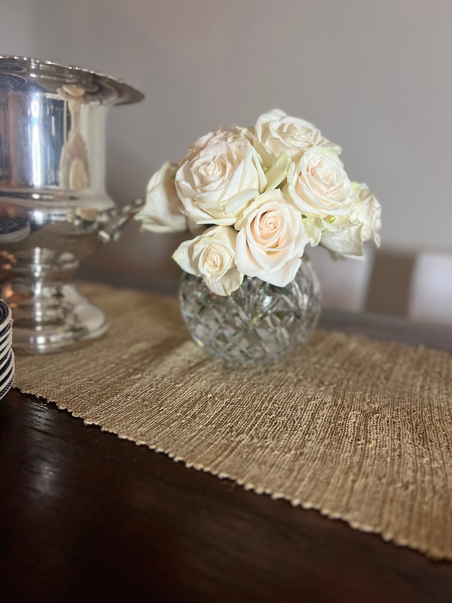 Vintage Crystal Rose Bowl