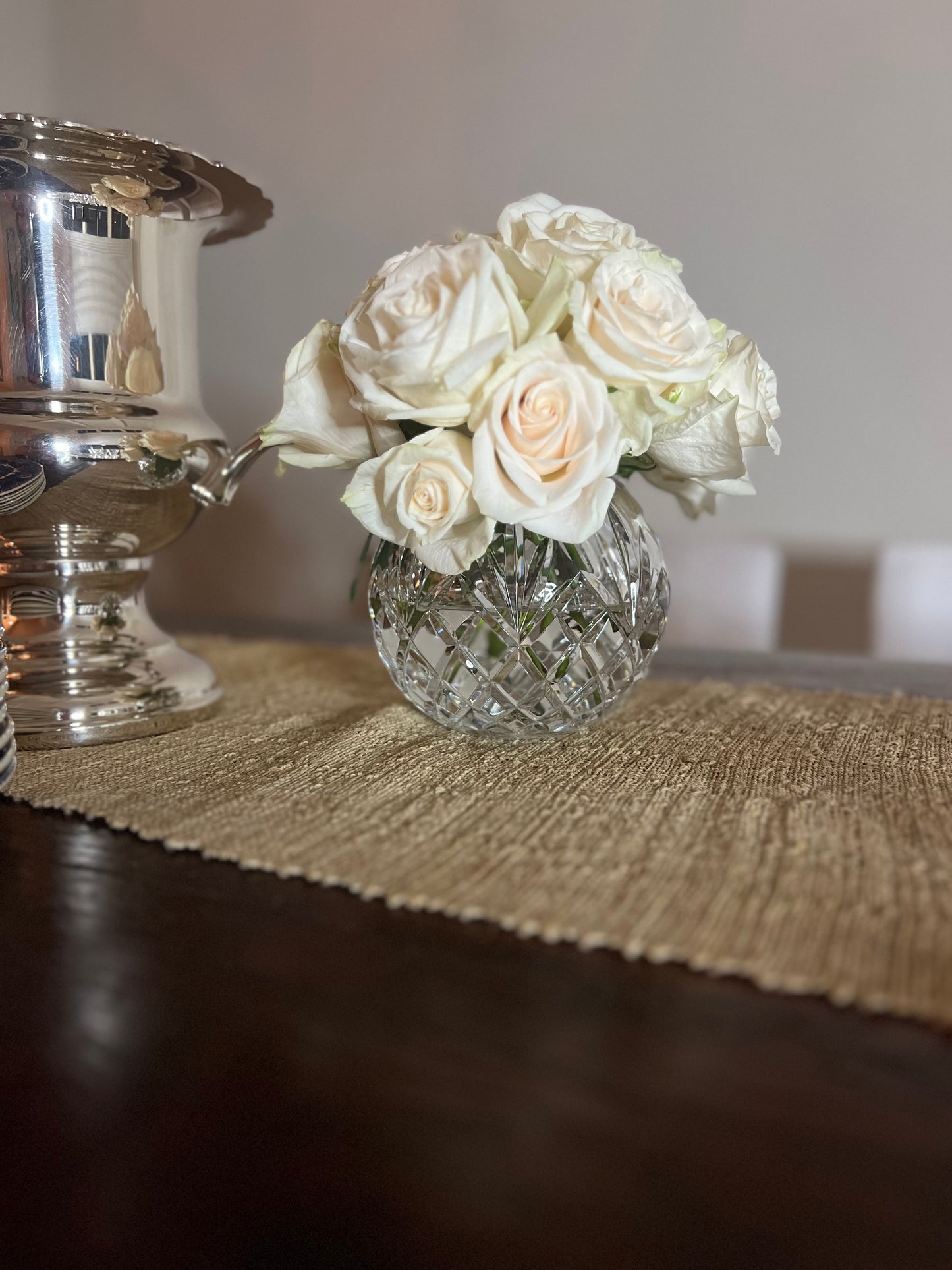 Vintage Crystal Rose Bowl