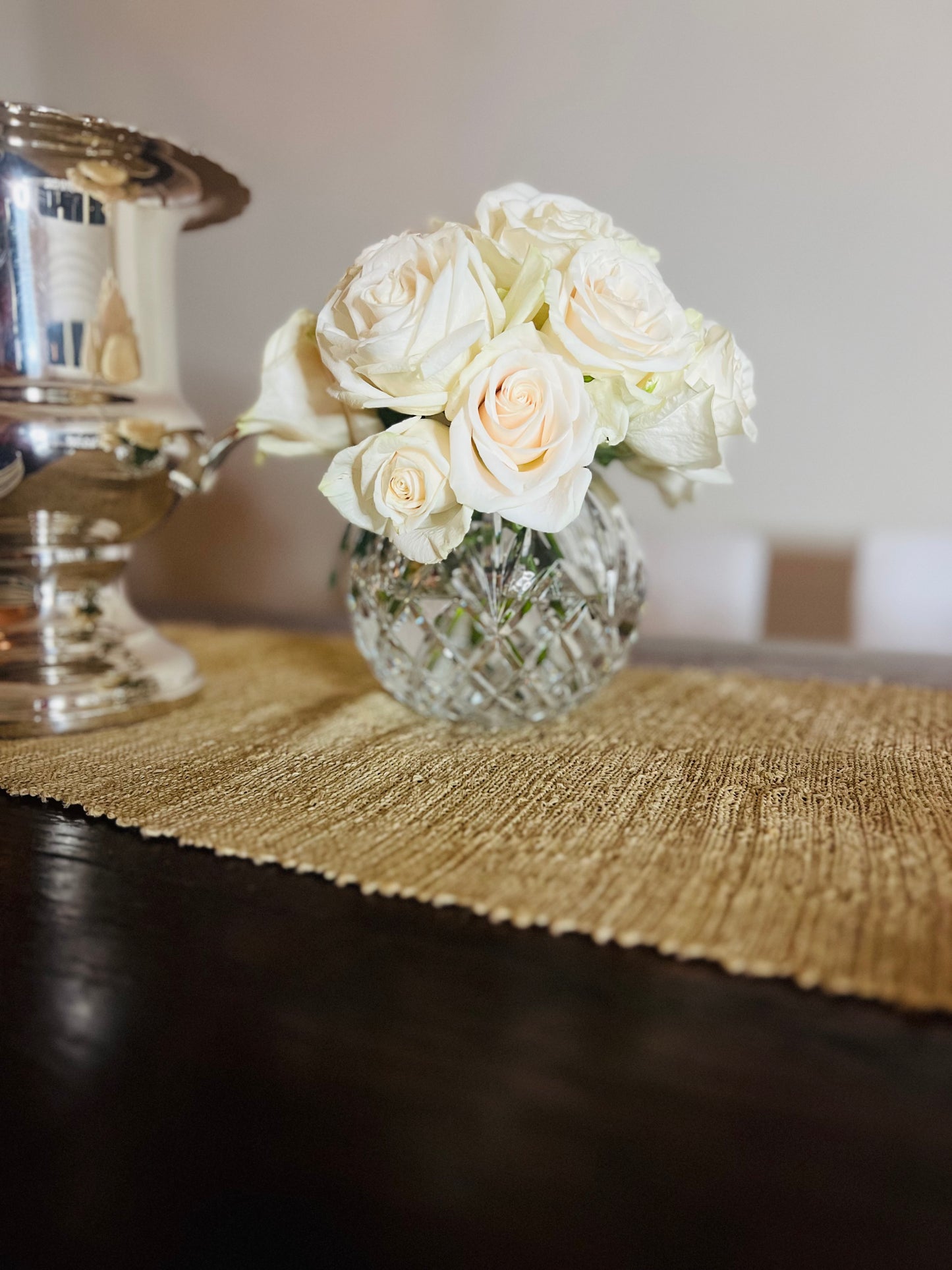 Vintage Crystal Rose Bowl